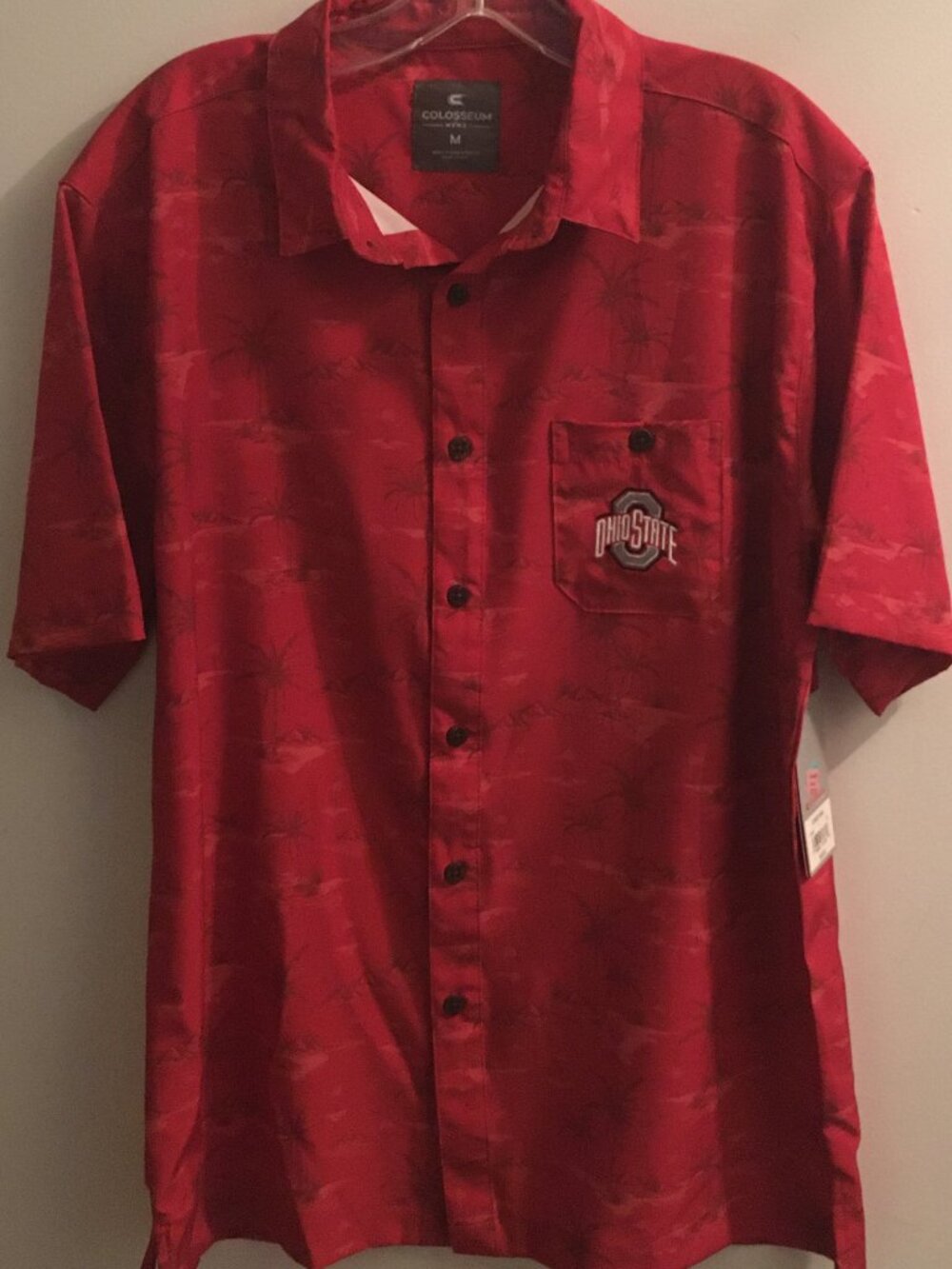 Ohio State University Football Short Sleeve Mens Button Down Shirt Medium NWT